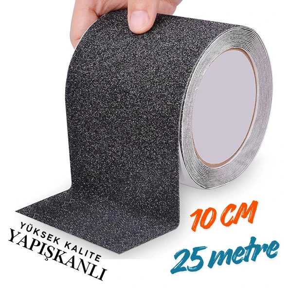 Siyah Merdiven ve Zemin Kaydırmaz Kaymaz Bant 100mm X 25mt ürün görseli 1