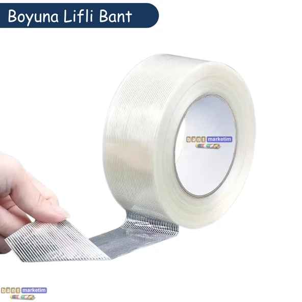 Yırtılmaya Karşı Dirençli, Yüksek Yapışma Gücü Boyuna Lifli Bant 50mmx50mt ürün görseli 1