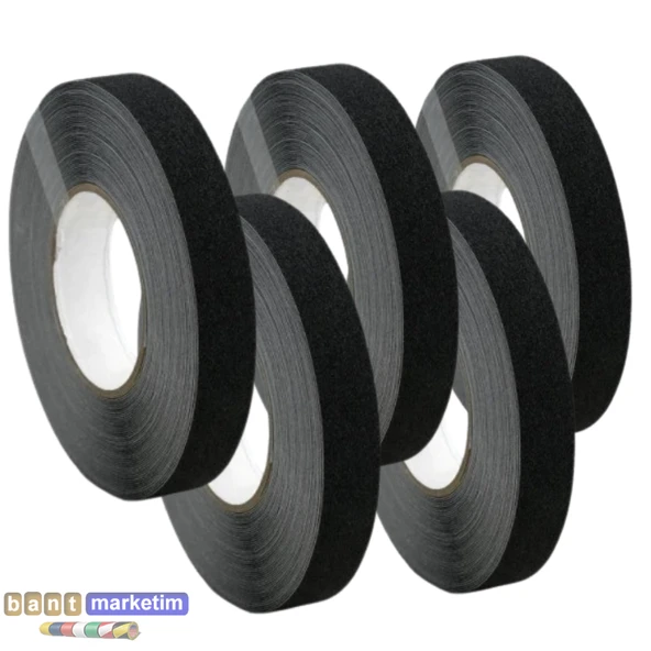 5 Adet Merdiven Ve Zemin Kaydırmaz Kaymaz Bant 25 mm x25 mt Siyah ürün görseli 1