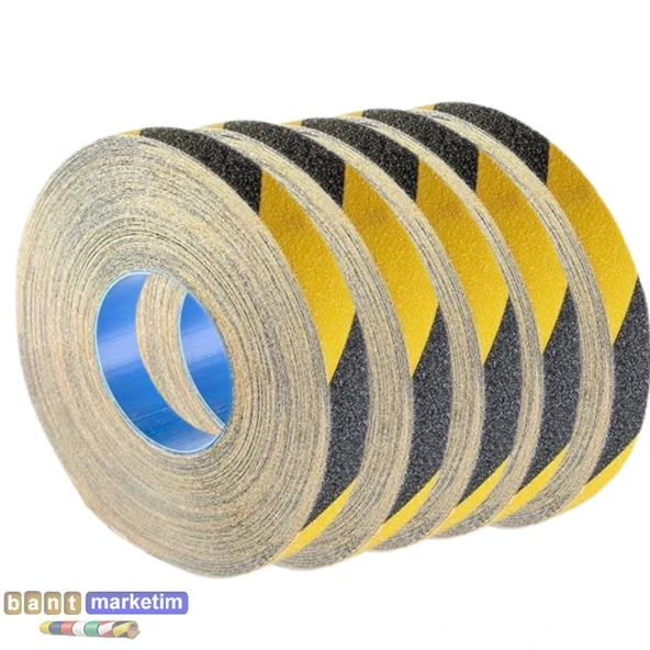 5 Adet Merdiven Kaydırmaz Kaymaz Bant 25mm X 25mt Sarı Siyah ürün görseli 1