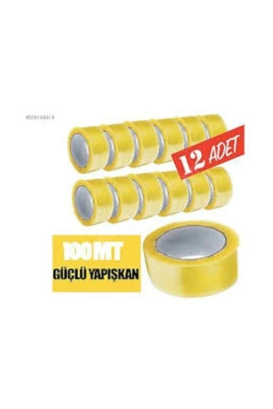 12 Adet 45mm X 100mt Şeffaf Koli Bandı Süper Kalite Koli Bantı ürün görseli 1