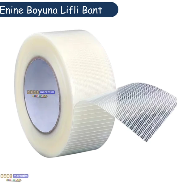 Yırtılmaya Karşı Dirençli, Yüksek Yapışma Gücü Enine Boyuna Lifli Bant 50mmx50mt ürün görseli 1