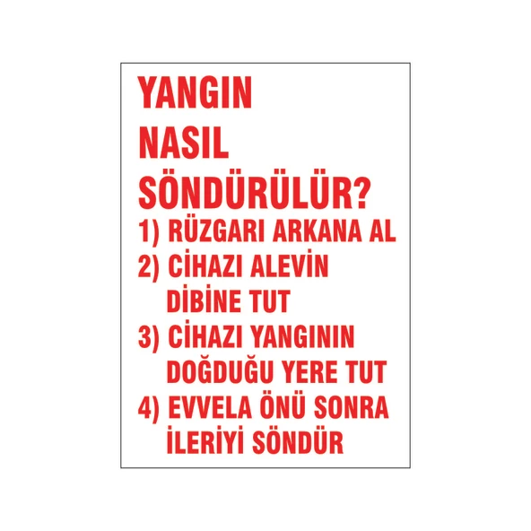 Yangın nasıl söndürülür, isg uyarı levhası ürün görseli 1