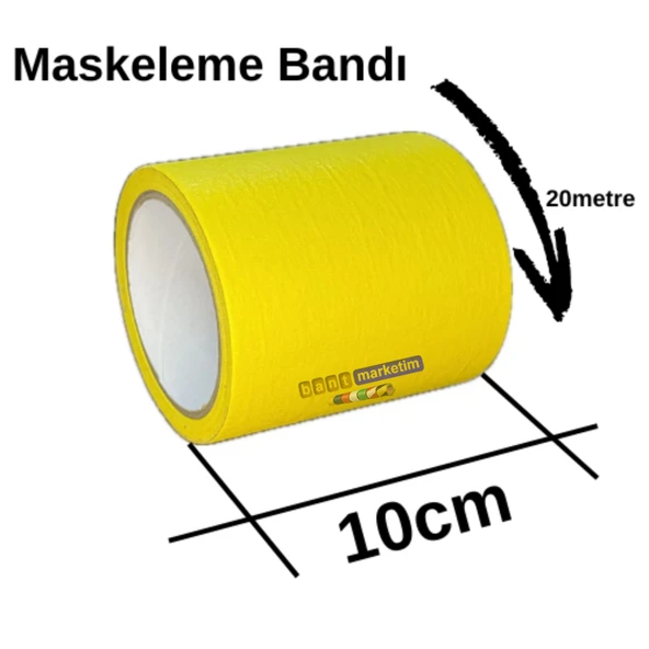 Maskeleme Kağıt Bant Geniş taban bandı 100mmx20mt SARI ürün görseli 1