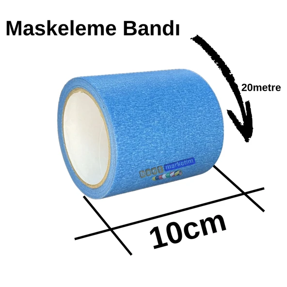 Maskeleme Kağıt Bant Geniş taban bandı 100mmx20mt Mavi ürün görseli 1