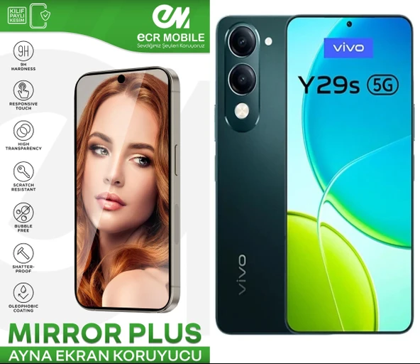 Vivo Y29s ile Uyumlu Ayna (Mirror) 9H Kırılmaz Nano Ekran Koruyucu | Ekran Kapalıyken Ayna ürün görseli 1