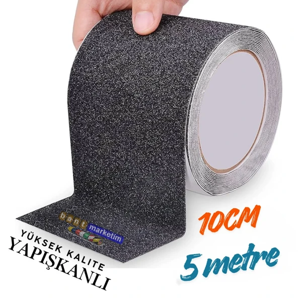 Merdiven Ve Zemin Kaydırmaz Kaymaz Bant 10 cm x 5metre Siyah ürün görseli 1