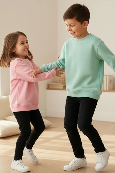 2'li Basic Şardonlu Çocuk Sweatshirt - Resim 5