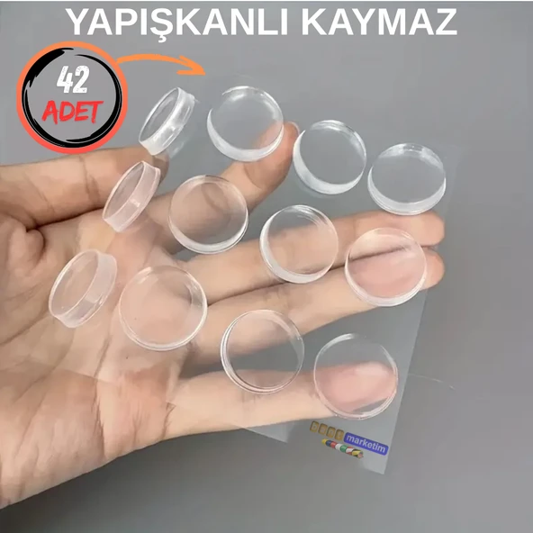 Mobilya Dolap Kapağı Ses Önleyici Cam Kesme Tahtası Ayağı Şeffaf Yapışkanlı Stoper Ayak 42 Adet ürün görseli 1