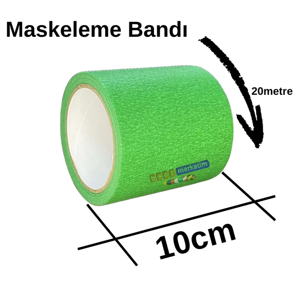 Maskeleme Kağıt Bant Geniş taban bandı 100mmx20mt Yeşil ürün görseli 1