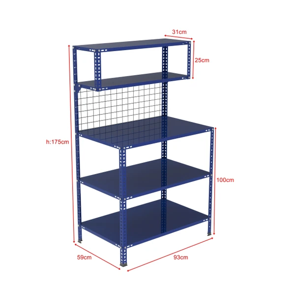 3 Katlı Renkli Paketleme Masası 59x93 cm - 2 Raflı Tel Kafesli , Atölye, Depo, Hobi Çalışma Masası - Renk: Mavi ürün görseli 1
