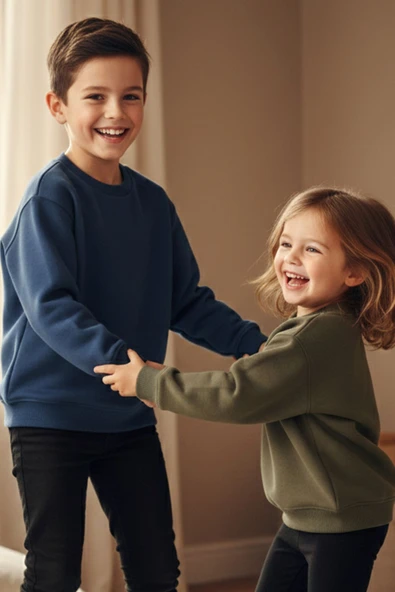2'li Basic Şardonlu Çocuk Sweatshirt - Resim 8