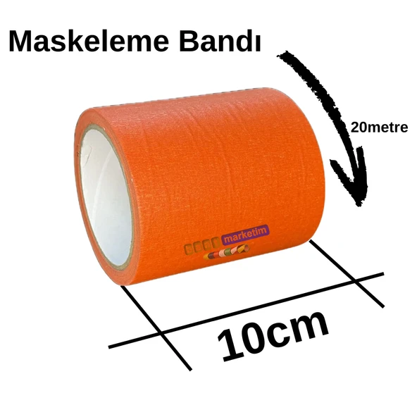 Maskeleme Kağıt Bant Geniş taban bandı 100mmx20mt Turuncu ürün görseli 1