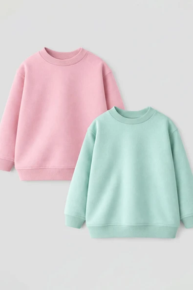 2'li Basic Şardonlu Çocuk Sweatshirt - Resim 2