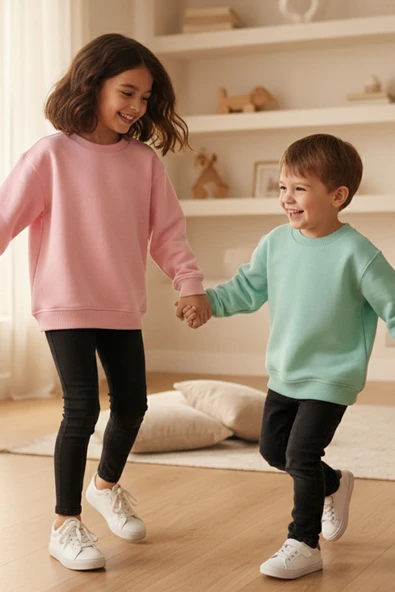 2'li Basic Şardonlu Çocuk Sweatshirt - Resim 6