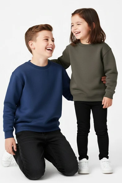 2'li Basic Şardonlu Çocuk Sweatshirt - Resim 4