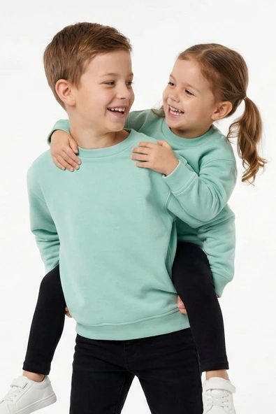 3'Lü Basic Şardonlu Çocuk Sweatshirt - Resim 4