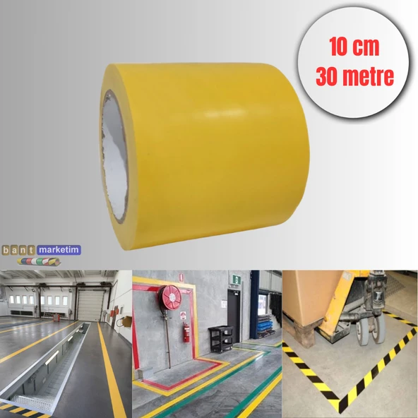 Yer Işaretleme Bandı Sarı 10cmx30m Sarı Zemin Bandı Sarı Ikaz Bandı 100mm ürün görseli 1