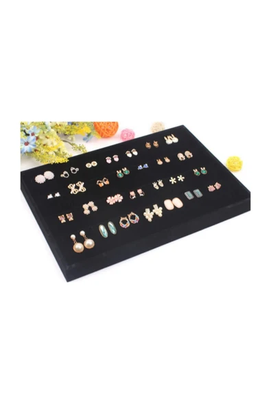 Cezayir Model Süet Kumaş Siyah Renk 34/24 Cm Enine Küpe Standı ürün görseli 1