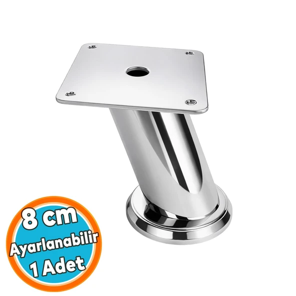 (8 CM) Tablalı Dereceli Ayarlanabilir Krom Metal Baza TV Ünitesi Koltuk Mobilya Ayağı (+2CM) ürün görseli 1
