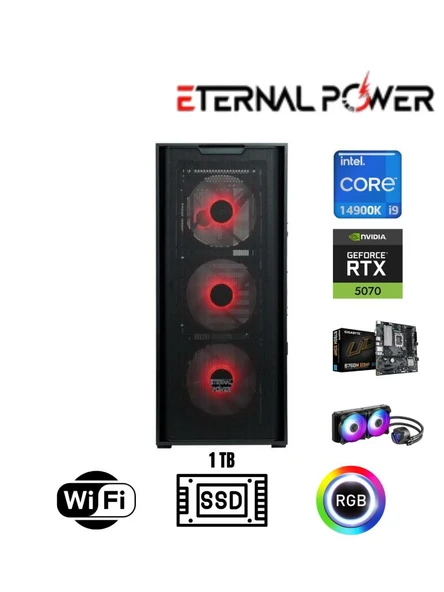 Eternal Power Intel i9 14900K RTX 5070 Gaming PC | 16GB DDR5 | 1TB NVMe M.2 | B760M WiFi | 750W | 240mm Sıvı Soğutma ürün görseli 1