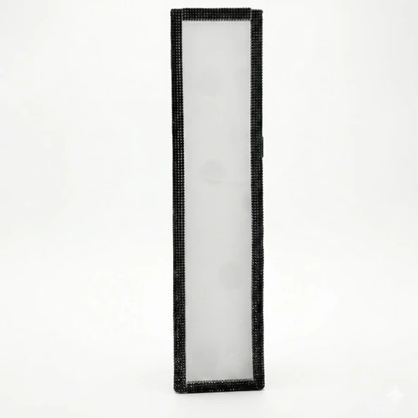 Kristal Taşlı İç Dikiz Aynası Tırnaklı Ayna 29,5x7cm Siyah ürün görseli 1