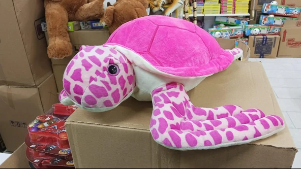 Oyuncak Peluş Pembe Kaplumbağa 50 cm Fuşya ürün görseli 1