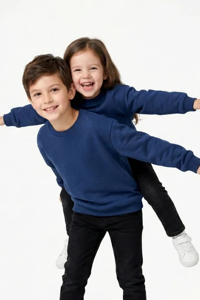 3'Lü Basic Şardonlu Çocuk Sweatshirt - Resim 3