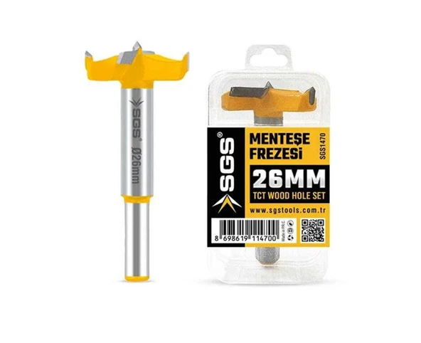 Sgs SGS1470 26 Mm Menteşe Mumluk Yuva Açma Ahşap Delme Freze Matkap Ucu Panç ürün görseli 1