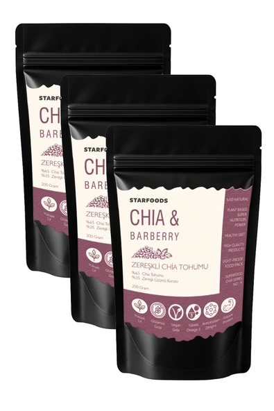 3 Paket Chia Tohumu & Zereşk Üzümü Barberin Zerişli Chia Tohumu Chia Seeds & Zereshk Barberine ürün görseli 1