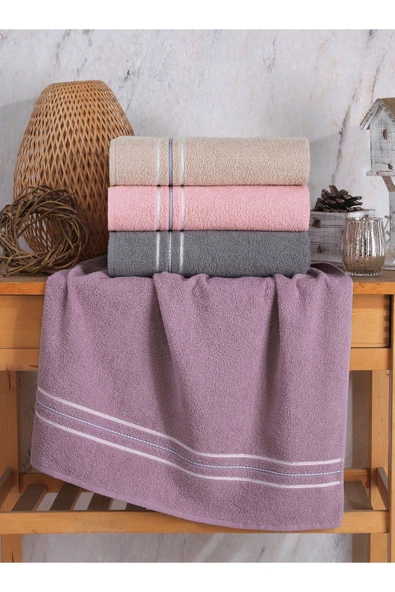 ESMEN 4 Lü Çizgili Banyo Havlusu 70x140 ürün görseli 1