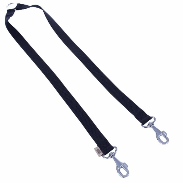 Doggie Dokuma Emniyet Kemerli Köpek Gezdirme Kayışı M 2x70-70 Cm Siyah ürün görseli 1