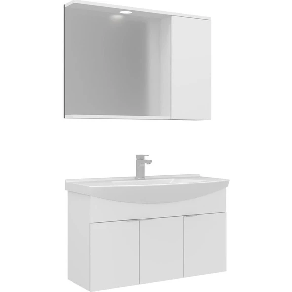 Orka Banyo Dolabı Purus 100 Cm Asma Banyo Dolabı Takımı (Spot Aynalı) ürün görseli 1
