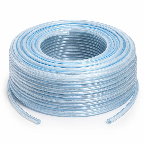 Örgülü Şeffaf Bahçe Hortumu (100 Metre) Dayanıklı 3 Katlı Sağlam Çeşme Su Sulama Yıkama 12.5 mm 1/2" ürün görseli 1