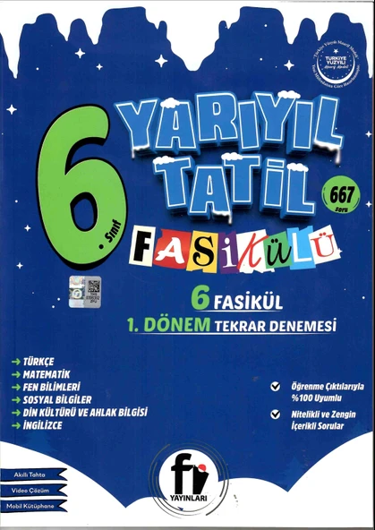 fi Yayınları Maarif Model 6 . Sınıf Yarıyıl Tatil Branş Branş Fasikülü 1. Dönem Tekrar Denemesi ürün görseli 1