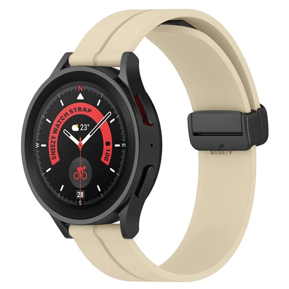 Huawei Watch GT5 46mm Uyumlu Kordon Manyetik Tokalı Yumuşak Soft Silikon Kordon  Krem ürün görseli 1