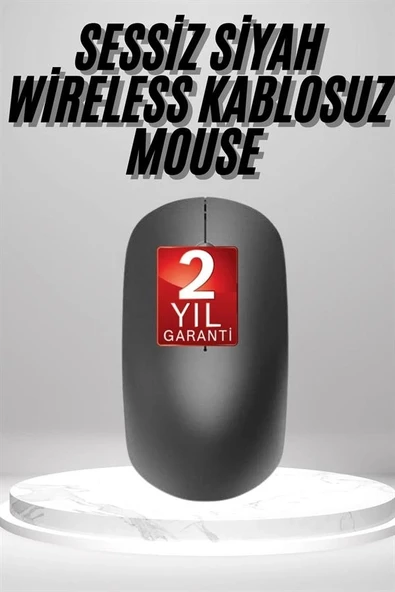 Siyah Kablosuz Mouse Wireless Mouse Minimal Tasarım - Resim 2