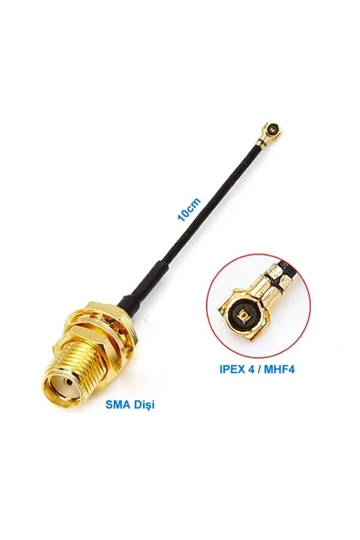 Devremarkt 10cm Sma Dişi Ipex4 Mhf4 Rf Bağlantı Kablosu SMA Dişi Soket to Altın Kaplama Konnektör Koaksiyel ürün görseli 1
