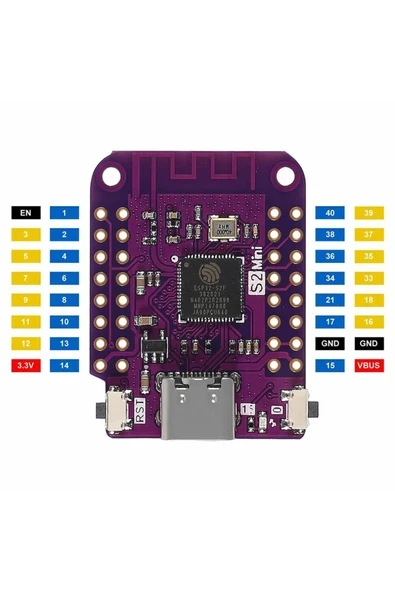 Devremarkt Esp32 S2 Mini Geliştirme Kartı Wifi Type-c 240mhz 4mb Flash 2mb Psram Micropython Wemos Lolin ürün görseli 1