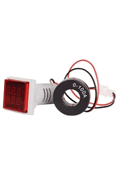 Devremarkt Ac 20-500v 100a Kare Dijital Voltmetre Ampermetre 220v Kırmızı Panel Montaj Led Gösterge Ekran Akım ürün görseli 1