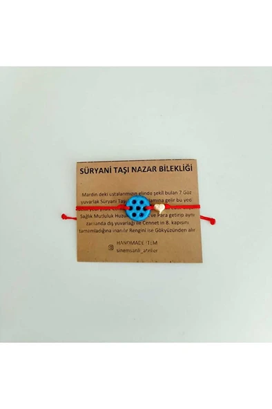 Yeni Yıl Süryani Taşı Nazar Bilekliği Hikaye Kartlı, Ayarlanabilir, Unisex ürün görseli 1