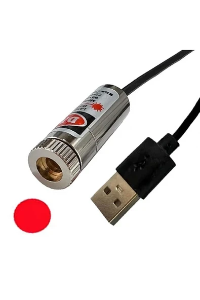 Devremarkt Usb Kablolu 5mW 650nm Nokta Çizgi Lazer Modül  1 Metre Kablo Lens ile Odak Ayarlı 12mm Çap ürün görseli 1