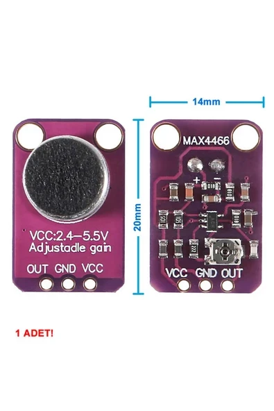 Devremarkt MAX4466 Amplikatörlü Analog Elektet Mikrofon Sensör Ayarlanabilir Kazanç Kontrol Ses Algılayıcı ürün görseli 1