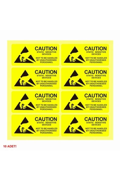 Devremarkt 10 Adet Antistatik Uyarı Etiketi Elektrostatik Elektrik Esd Ikaz Caution Dikkat Yapışkan Stiker ürün görseli 1