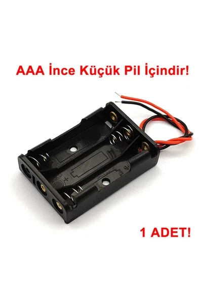 Devremarkt 3lü AAA Pil Kutusu Yuvası İnce Küçük Tip 3 Tane 1.5V Pil DC 4.5V Plastik Pil Tutucu 14cm Kablo ürün görseli 1
