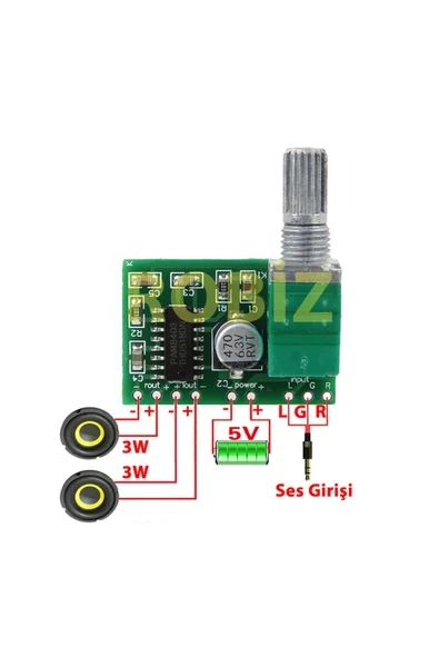 Devremarkt Ses Kontrol Potlu Pam8403 5v Mini Ses Yükseltici Class D 2x3w Amfi Kartı Stereo Dijital ürün görseli 1