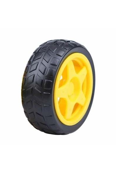 Devremarkt Tt Tekerlek 2.5x6,8cm Plastik Sarı Oyuncak Araba Rubber Lastik Robot Tekerlek Akılı Araç Oyuncak ürün görseli 1