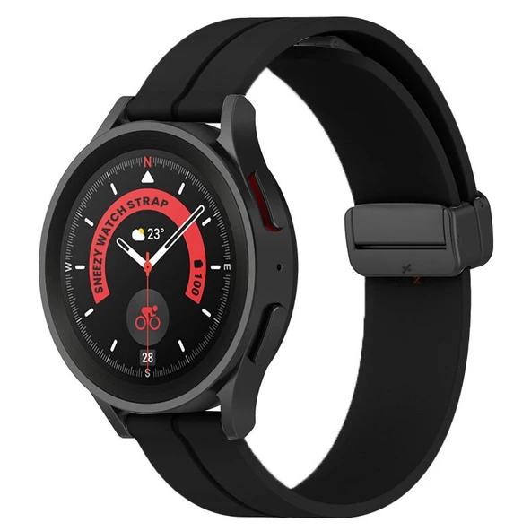Huawei Watch GT5 46mm Uyumlu Kordon Manyetik Tokalı Yumuşak Soft Silikon Kordon  Siyah ürün görseli 1