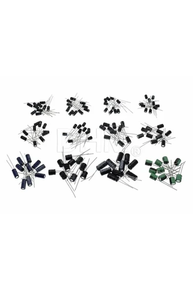 Devremarkt 120 Adet Dip Elektrolitik Kapasitör Seti 12 Tip x10  1uF 2.2uF 3.3uF 4.7uF 10uF 22uF 33uF 47uF ürün görseli 1