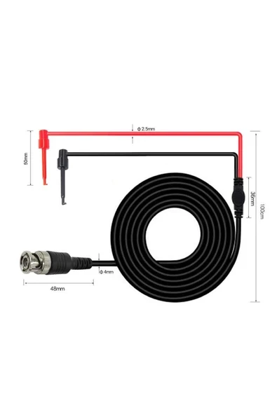 Devremarkt Bnc To Kanca Tip Test Ölçme Probu Osiloskop Ve Sinyal Jeneratörü Probu 1 Metre 2.5a 50ohm Kırmızı ürün görseli 1